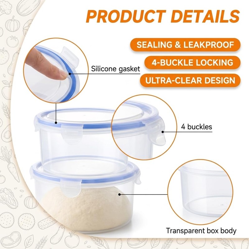Lolytama 2Pack Dough Proofing Box,Stackable Sourdough Pizza Proofing Container with