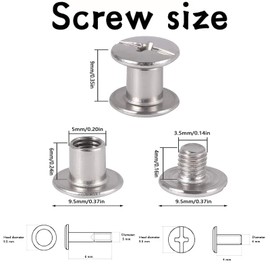 100 Pieces Binding Screws, Stainless Steel Chicago Screws Set, Screw Rivets Belt Binding, for DIY Books, Photo Leather Decoration, Bookbinding Tools