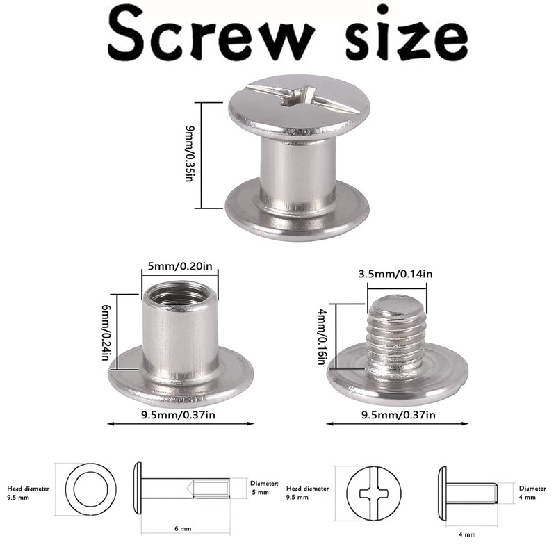 100 Pieces Binding Screws, Stainless Steel Chicago Screws Set, Screw