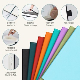 BEZEND 2025 Planner Daily Weekly & Monthly 5.8" x 8.5" (Jan - Dec 2025) Agenda 2025 Vertical Calendar Book with Hourly Schedule, Monthly Tabs, Pen Holder, Vegan Leather Hard Cover - Lavender