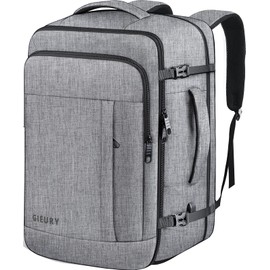 55L Carry On Backpack, Extra Large Travel Backpack for Men & Women, Expandable Big Capacity For Airplanes, Travel Gifts for Men Women, Fits 18.4 Inch Laptop, Luggage Suitcase Daypack Bag, Grey