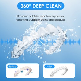 Upgraded Ultrasonic Retainer Cleaner - 200ML, 3/6Min Quick Clean, 25dB Silent Operation with Digital Timer Mouth Jewelry Cleaner - for Aligner, Night guard, Braces, Toothbrush, Jewelry and More
