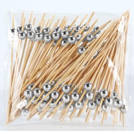 100Pcs Silver Cocktail Picks,Silver Toothpicks For Appetizers,Appetizer Skewers For Appetizers,Cocktail Picks For Drinks,Fancy Toothpicks For Appetizers,Cocktail Toothpick,Appetizer Pick,Fruit skewers