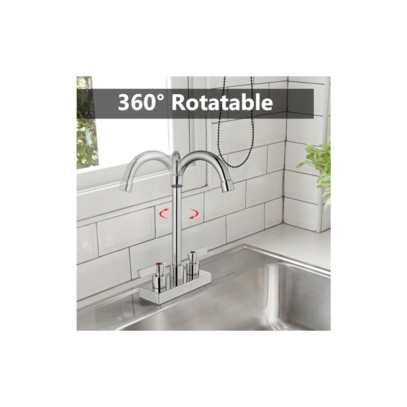 Bar Sink Faucet 4 Inch Center Deck Mount,2 Hole Prep