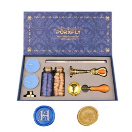 PORXFLY 2 Pieces Letter H Wax Seal Stamp Set,Initial Alphabet Wax Seal Stamp Kit Vintage Gift Box, A to Z Letter Series Stamp for Wedding Invitations, Envelopes, Gift Wrapping (H)