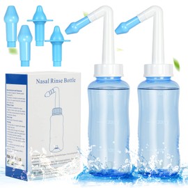 URAQT URAQT Neti Pot, 2 PCS Nasal Rinse Kit Nose Wash Cleaner, 300ml Sinus Rinse Bottle, Pressure Rinse Nasal Irrigation for Adult and Kid BPA Free