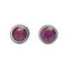 Ruby Stone Stud Post Earrings, 925 Sterling Silver Gemstone Earring