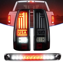 LED Tail Light +3rd Third Brake Light Fit for Chevy Silverado 1500 2500 99-02, 1500HD/2500HD 01-02, Fit for GMC Sierra 1500 2500 99-03, 1500HD 2500HD 01-03, High Mount Stop Light Rear LED Taillight