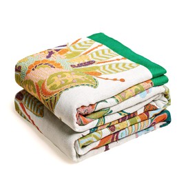 VANJOROY Boho Throw Blanket, 100% Organic Cotton Breathable Ultra Soft Bed Quilt Throw - All Season Floral Bird Butterfly Farmhouse Decor Blanket for Sofa Couch Chair and Gift. 60" x 80"