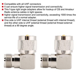 PUSOKEI 2 Piezas UHF Macho PL259 a UHF-SO239 Adaptador Hembra, UHF Macho PL259 a Hembra SO239 Convertidor de Conector de Adaptador coaxial RF de ángulo Recto, Paquete de 2
