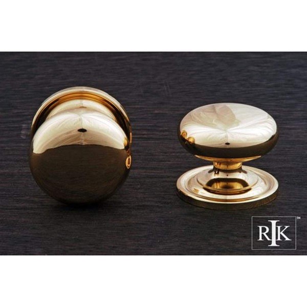 RK International RKI Polished Brass R.K. International CK 3216 ATB Large Solid Plain Knob with Backplate