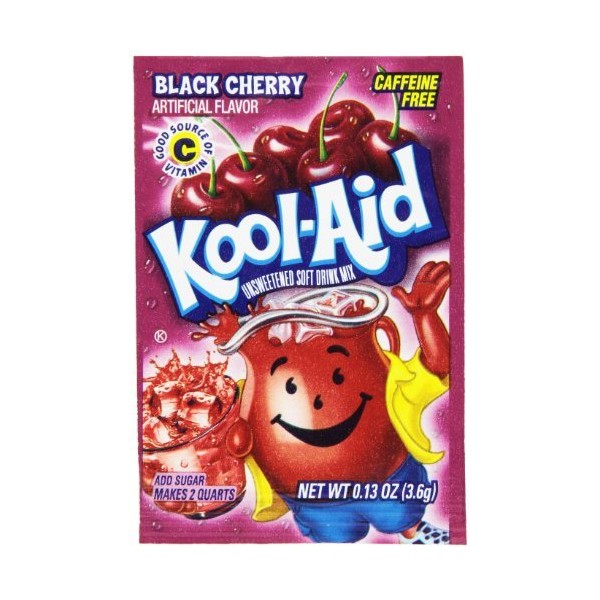Kool-Aid Black Cherry Unsweetened Soft Drink Mix, 0.13-Ounce Envelopes (Pack of 48) by Kool-Aid