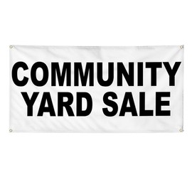 Vinyl Banner Multiple Sizes Community Yard Sale Black Business Outdoor Weatherproof Industrial Yard Signs 10 Grommets 60x144Inches