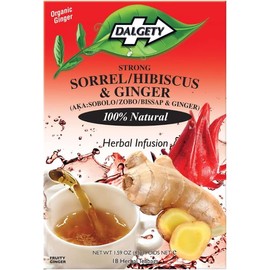Dalgety Sorrel/Hibiscus & Ginger Herbal Infusion 6x45g Cartons (6 Pack) 100% Natural, Caffeine-Free Tea (Total 108 Teabags); Our Delicious Tea Builds the Immune System, Fights Fatigue & Boosts Energy