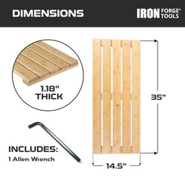 Iron Forge Tools Pellet Grill Storage Shelf - Compatible with Traeger Pro 780 and Traeger Ironwood 885 Accessories - Real Wood Bamboo Slat Shelf for Smoker Pellet Storage Grill Bin Accessories