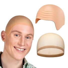 Bald Wig Bald Cap Costume Fake Bald Half Bald Hat Cap Cosplay False Funny Bald Head Headband Hat Grandpa Wigs Pensioner Latex Wig Caps Wig Cap Men Wig Cap
