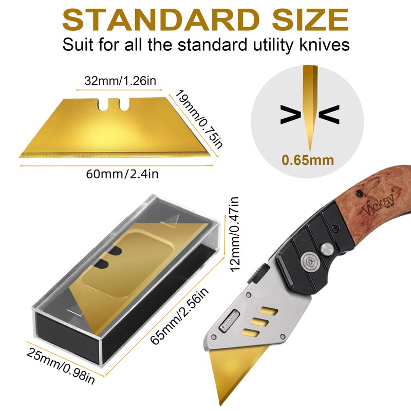 Vickay 30 Pack Utility Knife Blades, Heavy Duty Box Cutter