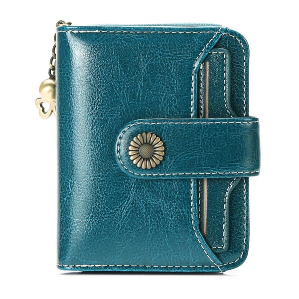 Small Womens Wallet Leather Bifold Card Holder RFID Blocking with