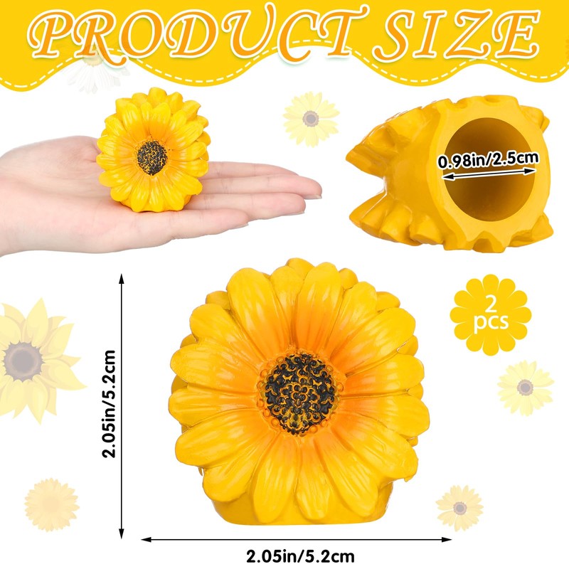 Honeydak 2 Pack Toilet Bolt Caps Decorative Yellow Sunflower Toilet