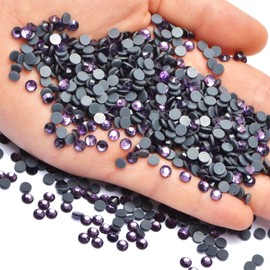 400 Pieces Hot Fix Iron on Glass Flatback Rhinestones HotFix Round Crystal Gems (Tanzanite, SS30)