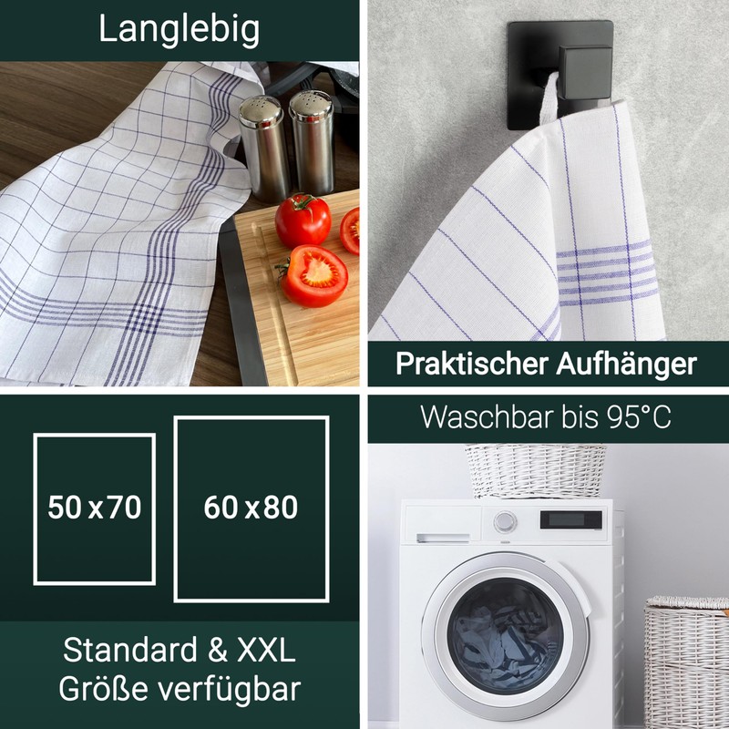 Zollner 001 Tea Towels, Half Linen, 50 x 70 cm,