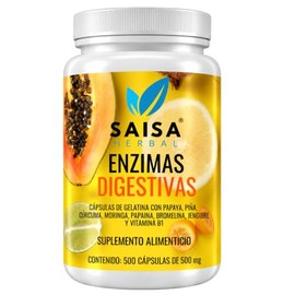 Enzimas Digestivas Cápsulas Mezcla ideal | Suplemento Premium para Mejor Digestión, Hinchazón y Absorción de Nutrientes | Saisa Herbal (250)