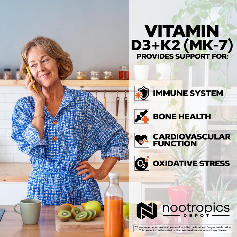 Nootropics Depot Vitamin D3 + K2 with Vitamin C Tablets