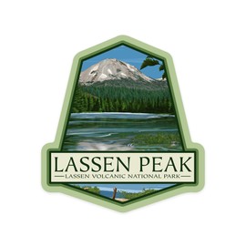 Die Cut Sticker Lassen Volcanic National Park, California, Lassen Peak, Contour Vinyl Sticker 1 to 3 inches (Waterproof Decal for Cars, Water Bottles, Laptops, Coolers), Small