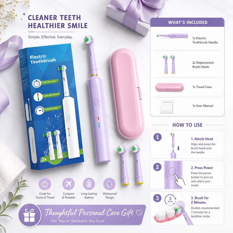 Rotating Electric Toothbrush for Daily Oral Care – USB Rechargeable