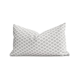 Crumbs Home Modern Farmhouse Fall Linen Indoor Outdoor Lumbar Pillow Cover Only, 12"x20" Water Repellent for Patio, Backyard, Couch, Neutral and Gray Ravenala Palm Tree