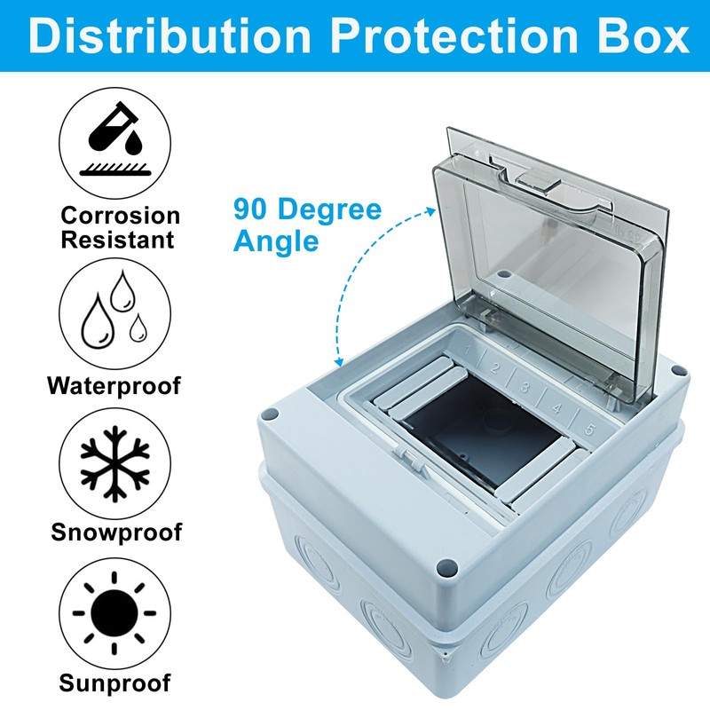 Aracombie 5 Way Distribution Protection Box, Circuit Breaker Box with