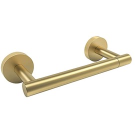 RARXTR Gold Toilet Paper Holder SUS304 Stainless Steel Double Post Pivoting Toilet Paper Roll Holder Wall Mounted Toilet Tissue Holder for Bathroom RV Brushed Brass Finish