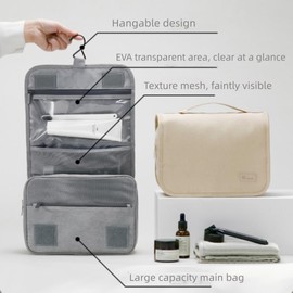 Hanging Toiletry Bag, Foldable Travel Toiletry Bag with Carry Handle, Multifunctional Toilet Bag, Space Saving Cosmetic Bag, Wash Bag, Wash Bag for Men, Women, Grey3