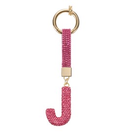 QUARKZMAN Alphabet J Letter Bag Charm Rhinestone Initial Letter Pendant Accessories for Keychain Bracelet Necklace Jewelry Making Bags Rose Red, Rose Red