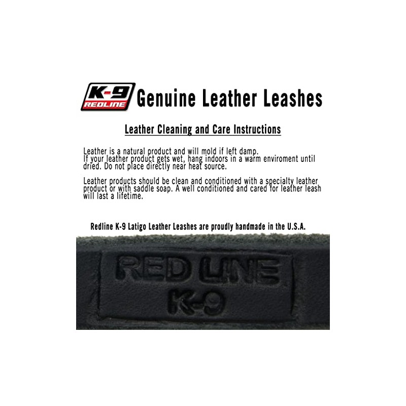REDLINE K-9 Braided Latigo Leather 1/2-Inch Dog Leashes (1/2-Inch x