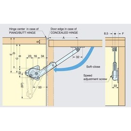 Sugatsune - Lapcon Adjustable Soft Down Lid Stay (NSDX-35LK) - LEFT
