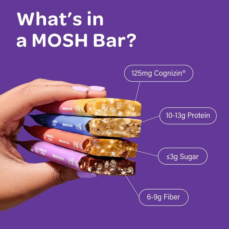 MOSH Protein Bars Shark Tank Bundle, 12g Grass-Fed Whey, Gluten-Free,