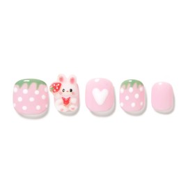 [KC Certification] Finger Heel Very Berry Bunny Petite Children's Handmade Nail Tips, 1 Piece, Very Berry Bunny S / [KC인증]핑거힐 베리베리버니 쁘띠 아동 수제네일팁, 1개, 베리베리버니S