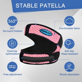 fxsavjot Professional Patella Knee Brace Pro for Knee Pain/Meniscus Tear,Adjustable Orthopedic Compression Patellar Tendon Support Strap for Man and Women/Outdoor Activities, Pink, Plus Size