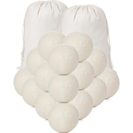 26 Pieces Wool Dryer Balls Set 24 XL Reusable Wool Balls with 2 Muslin Bags Anti Static Dryer Balls Natural Fabric Softener Wool Ball for Clothes Laundry Anti Wrinkle Saving Energy and Drying Time