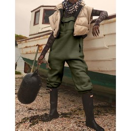 yoeasy Women's Warm Fleece Fuzzy Overalls Sleeveless Winter Loose Adjustable Strap Bib Jumpsuits With Pocket (Small, Army Green)