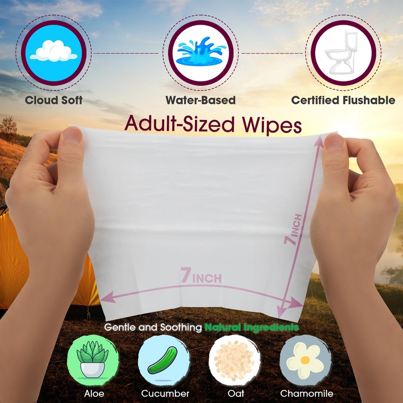 Butt Napkins - Water-Based Flushable Wipes, Individually Wrapped, For On-The-Go