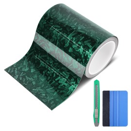 Lypumso Gloss Forged Carbon Fiber Vinyl Wrap Tape 6" x 20ft - with Tool Kit for Chrome Delete, Door Sill Protector, Car Trim Blackout DIY Auto Detailing (Green)