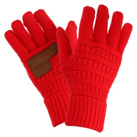PATIKIL 9.8" x 3.5" Touchscreen Winter Gloves, 1 Pair Soft Knit Gloves Touch Screen Texting Gloves Anti-Slip Driving Warm Gloves in Common Size for Men Women, Bright Red