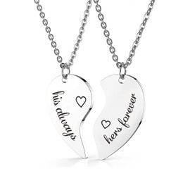 RAMESONL Couples Best Friends Necklace for 2,BFF Pendant Necklaces Matching Relationship Anniversary Promise Birthday Gifts for Couples Women Men Teens (always/forever)
