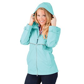 Charles River Apparel New Englander Wind & Waterproof Rain Jacket, Aqua/Reflective, M