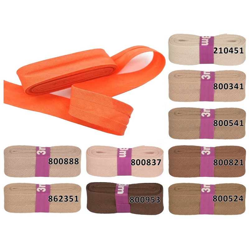 Bias Binding Tape, 3 m x 20 mm, Cotton Folded,
