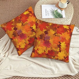 HOYYU Fall Maple Leaves Throw Pillow Covers 20x20 Set of 2 Autumn Decorative Pillowcase Cushion Covers Soft Velvet Pillow Cases for Sofa Couch Bed Car Bedroom Fall Thanksgiving Decor