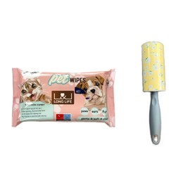 L&L LONG LIFE Dog Wipes XXL Size 8x12 inch Cat Cleaning Wipes, Extra Sticky Dog and Cat Lint Remover for Pet Hair Removal