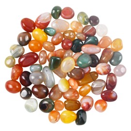 Bezavea Colourful Mixed Stone, Polished Tumblestone Gemstones, Natural Crushed Crystal Irregular Shaped Stones, 30-50Pcs Mini Crystal Gemstones, Multicolor Agate Stone for Home Decoration.